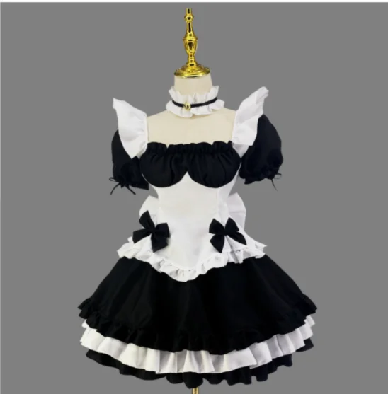 

Cosplay Costume Cute Maid Cosplay Costumedress Short Sleeves Waitress Outfit Black and White Chocolate Maid Dress