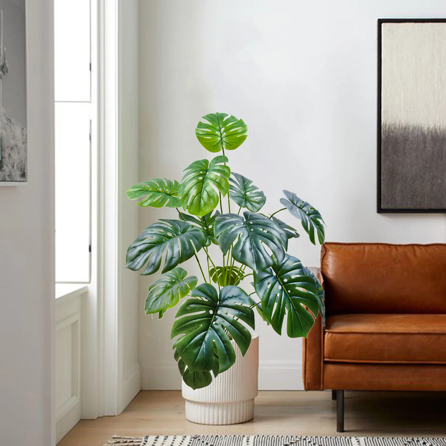 60-135cm (51,9 Zoll) Künstliche Monstera Plastikpflanze im Topf, Dekorativ für Festlichkeiten, geeignet für Heim- und Bürodekoration – Detail 20
