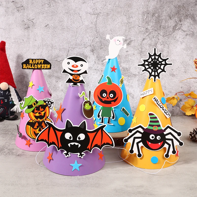 

Happy Halloween Party Decoration Paper Hat Black Cat Pumpkin Witch Mummy Bat Vampire Ghost Festival Party Decor Props Helloween