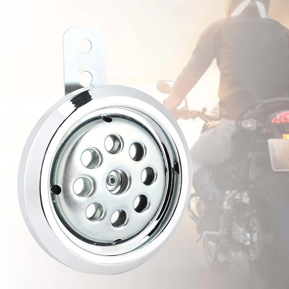 Klaxon De Moto Universel 12V 105dB | Étanche, En Métal Chromé, Diamètre 85mm - Remplacement