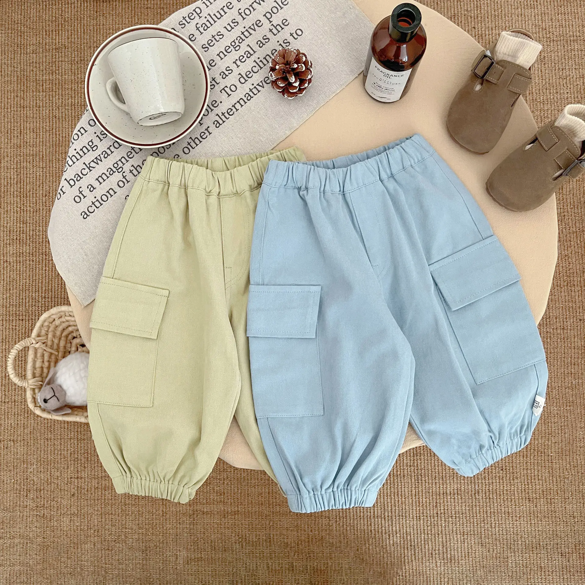 Boys' Pants for Spring, Summer, and Autumn 2025, New Mosquito Resistant Pants in Solid Color, Comfortable for Babies