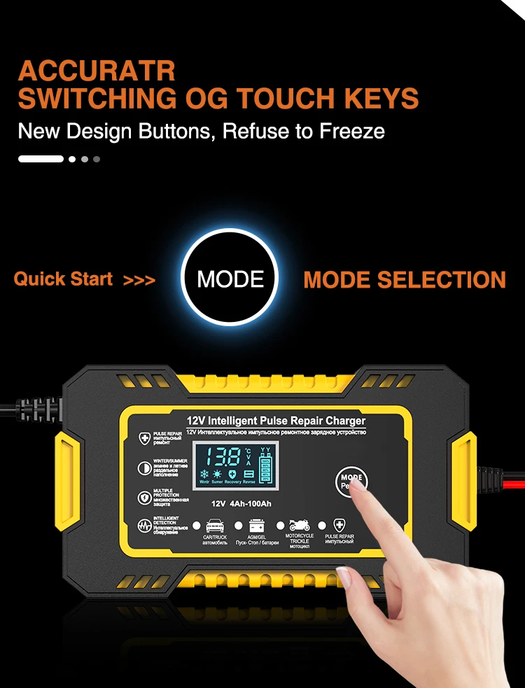 12v 6a voll automatisches Autobatterie ladegerät Power Puls Reparatur Ladegeräte nass trocken Blei Säure Batterie ladegeräte digitales LCD-Display – Detail 2