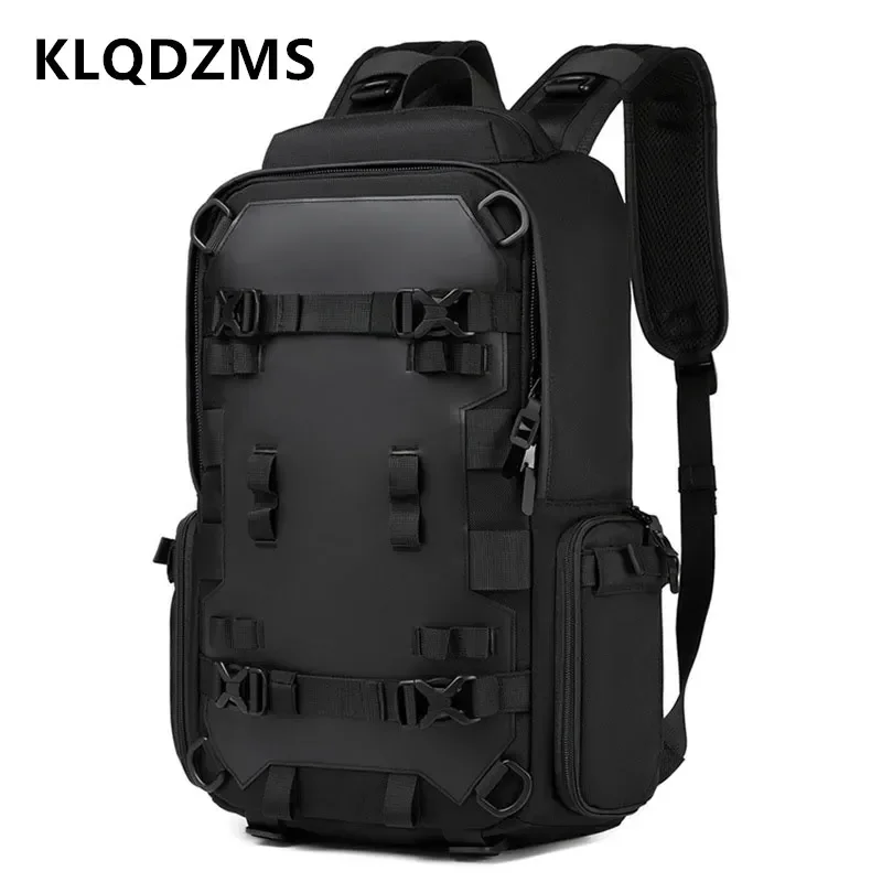 

KLQDZMS Oxford Cloth Backpack Men's New Laptop Shoulder Bag Cycling Helmet Bag Multifunctional Waterproof Wear Schoolbag