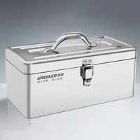 Stainless Steel Hardware Toolbox Organizer Multifunctional Metal Tool Box Suitcase Automotive Workshop Accessory Storage Box 1