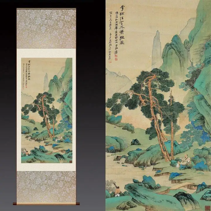 

Chinese Style Landscape Scroll Paintings Wall Art Posters Vintage Room Decor Aesthetic Wall Hanging Living Room Office Picture