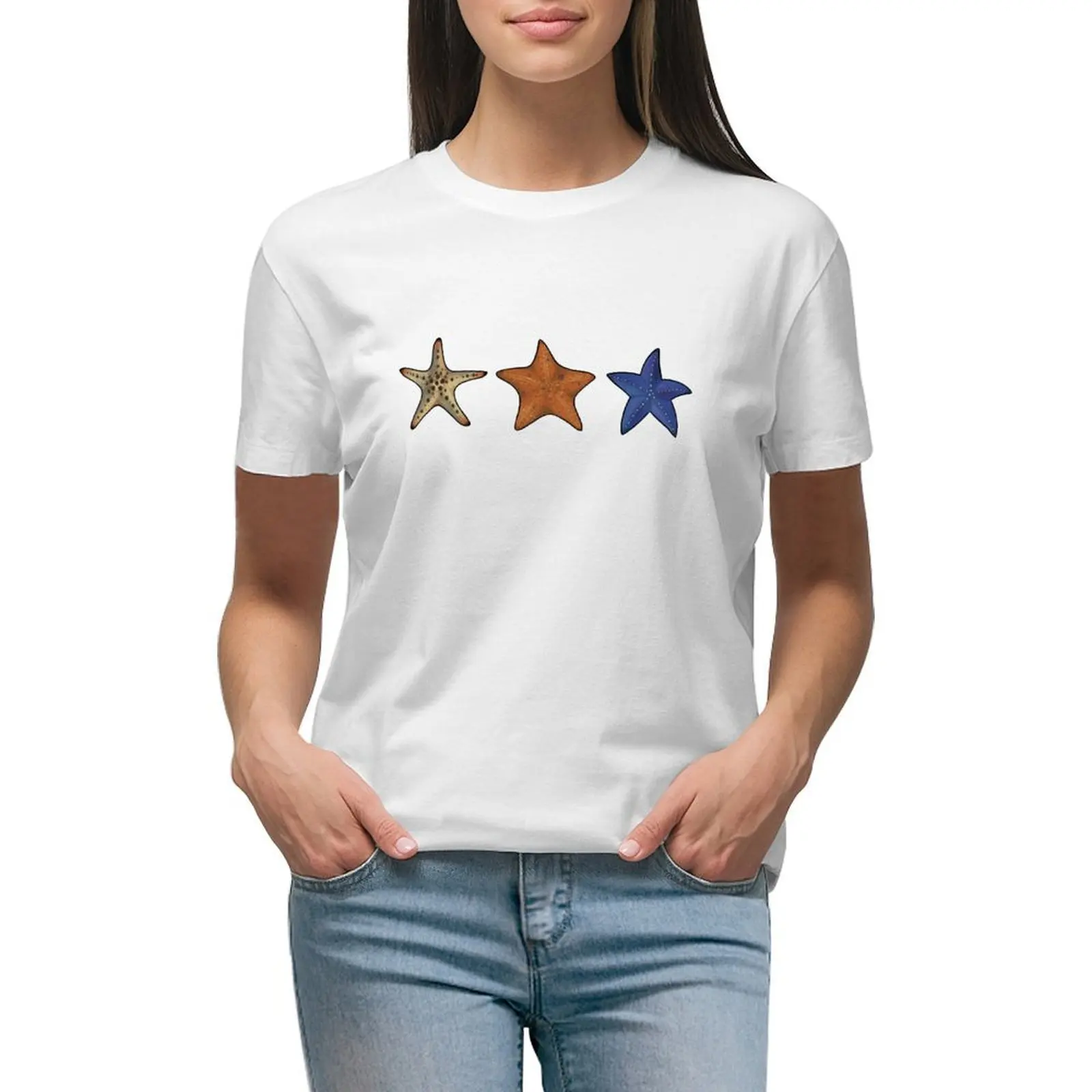 Underwater starfish T-shirt summer top female Woman T-shirts