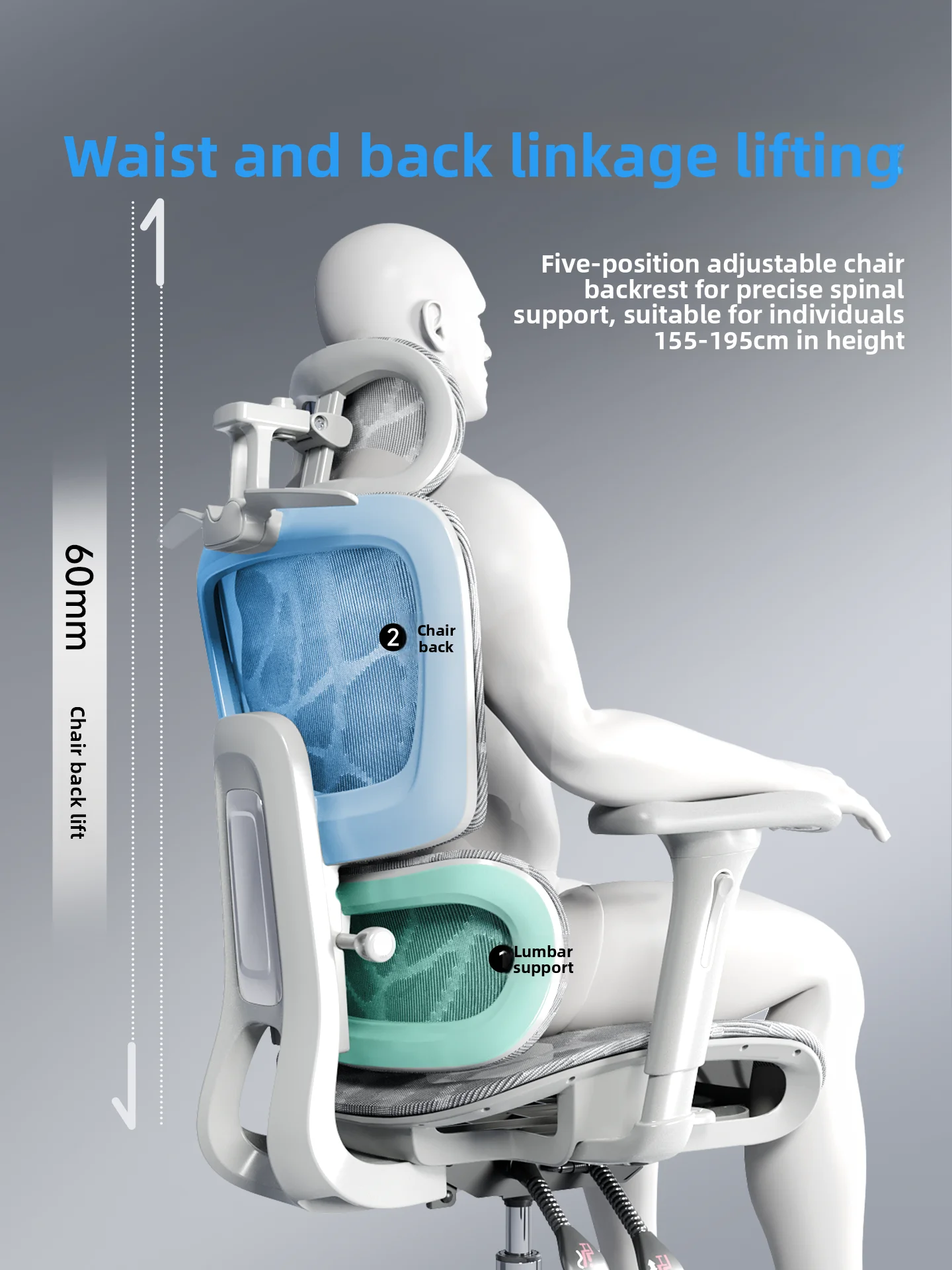 Ergonomic Office Chair Comfortable  Long Sitting Home Gaming Computer Recliner Nap Chair Adjustable Height Lumbar Support Swivel