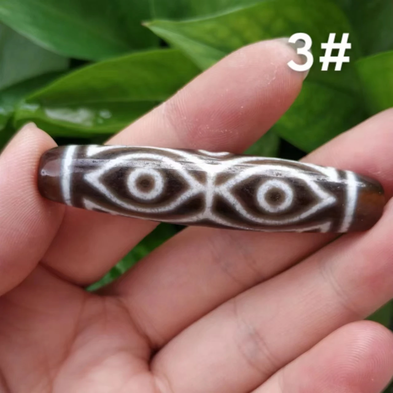 1pcs/lot natural gemstone rough agate dzi texture three varieties brown and white oval column precious accessories gem jewelry