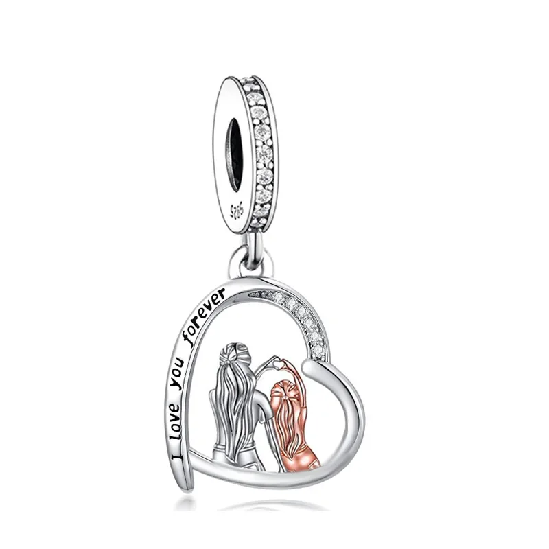 Fit Original Pan Charm Bracelet 925 Sterling Silver Mother Daughter Father Daughter Mother Son Bead For Making Women Berloque 3