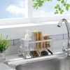 1/2Pcs Kitchen Self-draining Sink Shelf Stainless Steel Sponge Holder with Removable Drain Tray Sink Bathroom Countertop Holder 1