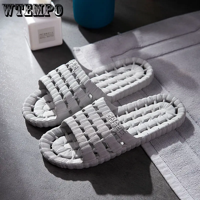 

WTEMPO Open Toe Super Soft Slippers Women's Cheap Mesh Hotel Hollowed Out Bath Bathroom Mesh Foot Bath Slippers