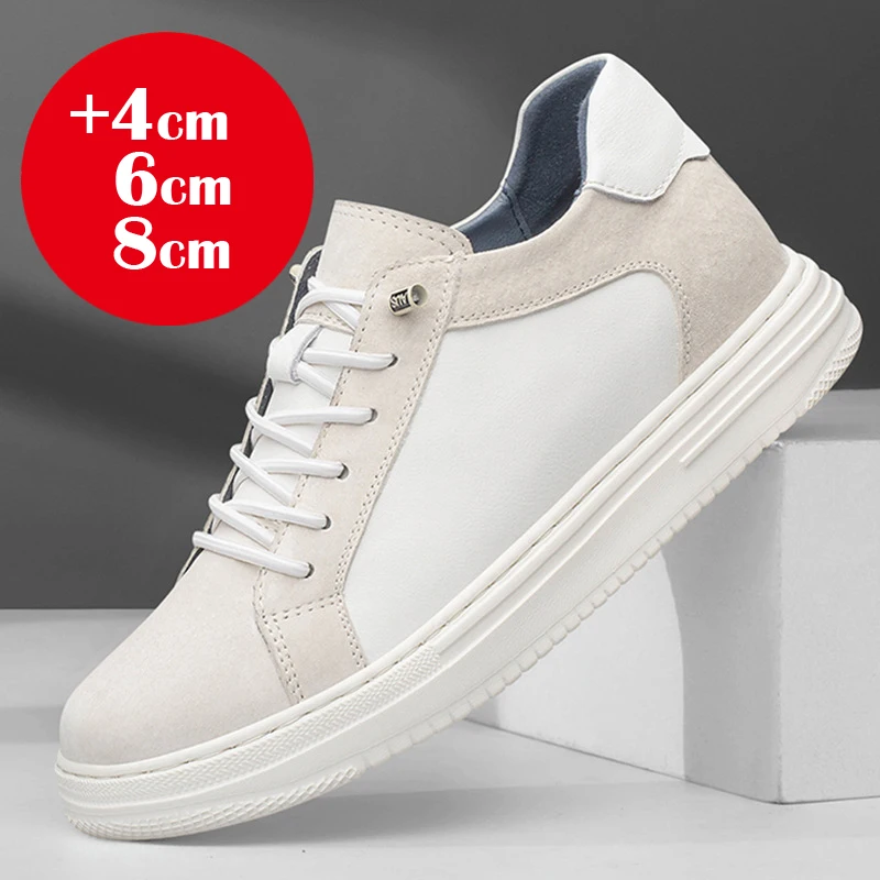 Men Casual Sneakers Elevator Shoes Hidden Heels Breathable Heightening Shoes For Man Increase Insole 8CM 6CM Optional Height