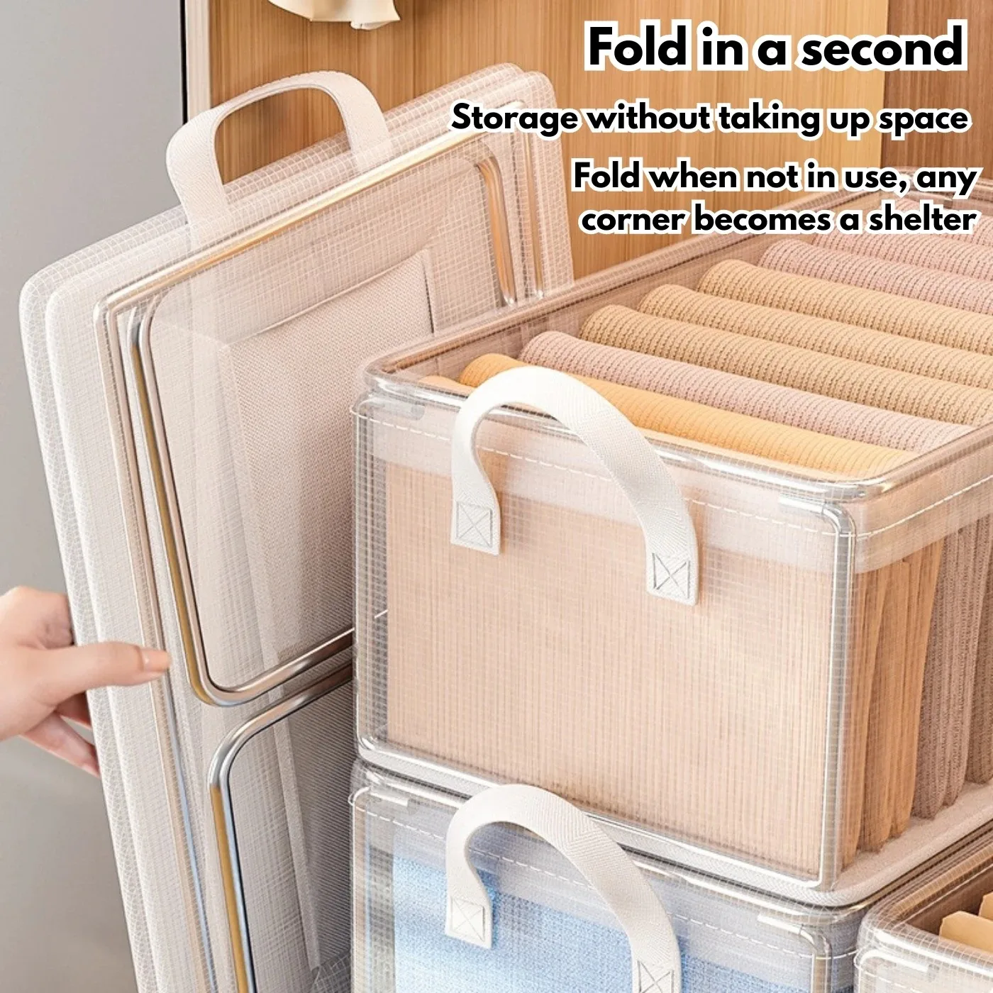 5-Pack Foldable Storage Boxes Waterproof PVC Clothes Organizer Stackable T-Shirt and Pant Storage Bags for Home Wardrobe Storage 2