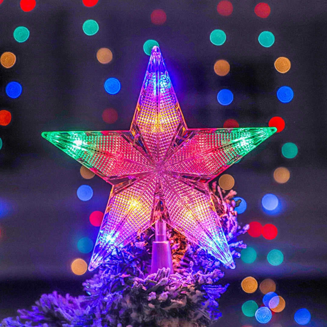 Christmas Tree Top Light – Battery Tree Topper, Crystal Lighted Tree Topper