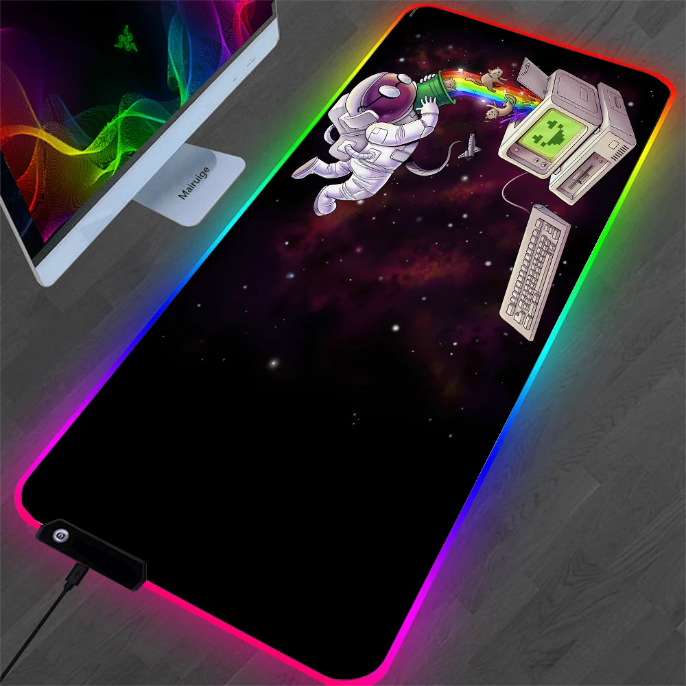 

RGB ASTRONAUT GALAXY Design Large 80 90 Cm Anti-Slip Rubber Base Gaming Mouse Pad Desktop Laptop Keyboard Mouse Pad Carpet Mat