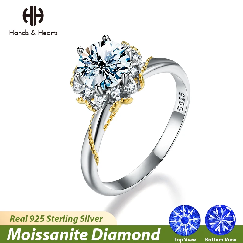 

Женское кольцо из серебра 925 пробы, с муассанитом 1 карат