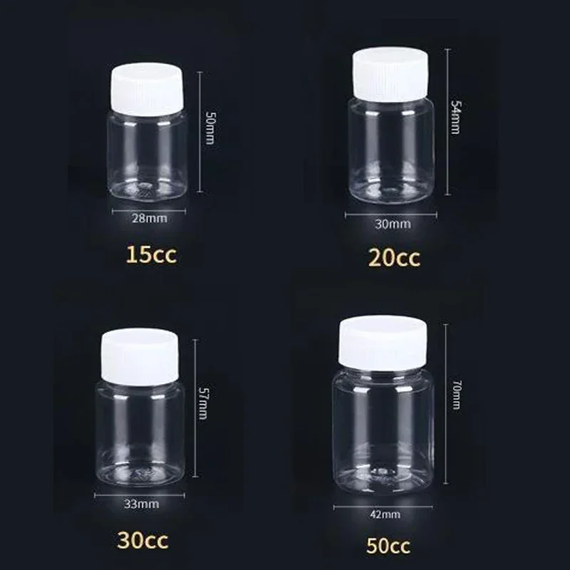 100Pcs Refillable Bottles Plastic Clear Seal Bottles Medicine Pill Vial Container Reagent Packing Bottle flacon vide plastique