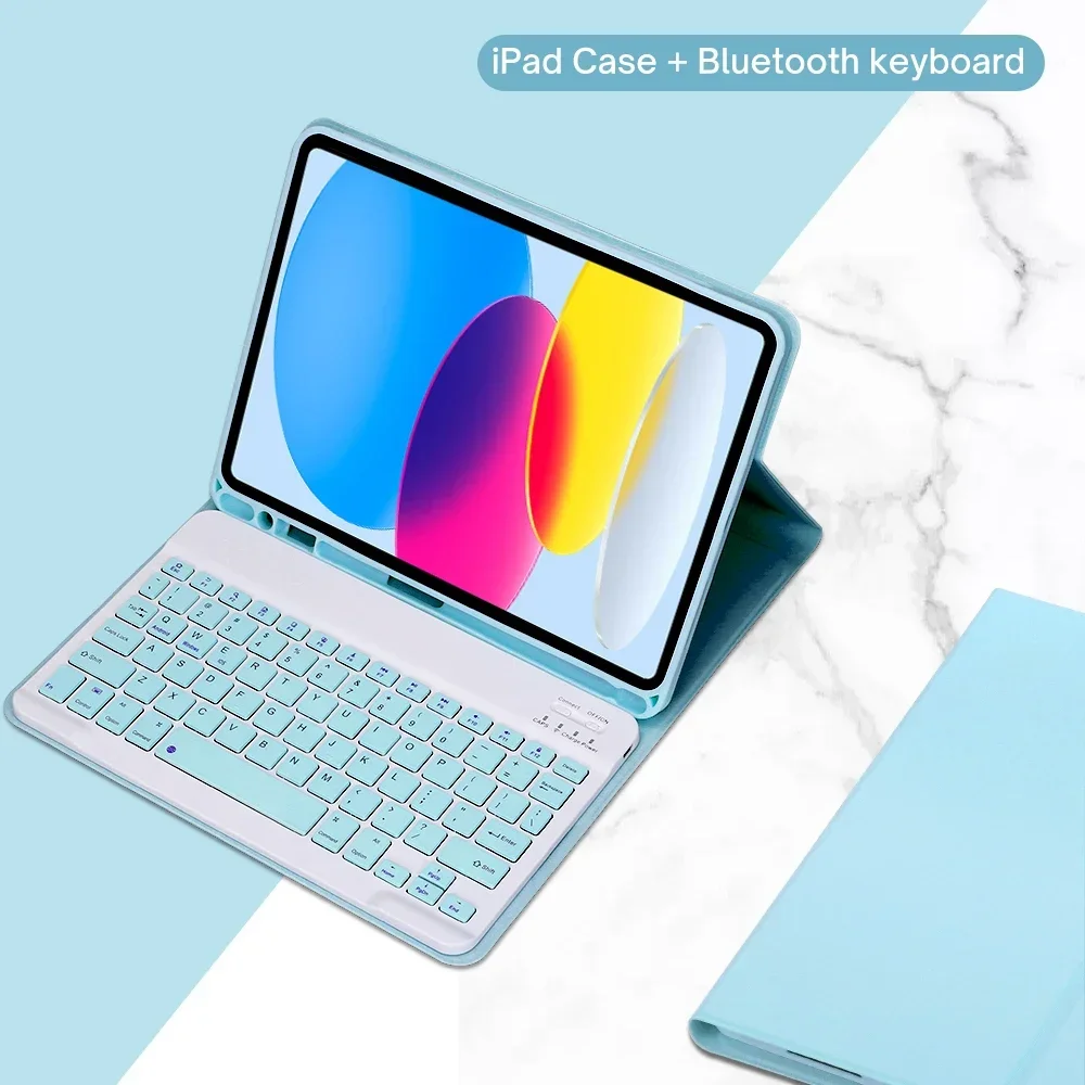 iPad 10th Gen 10.9 Inch Bluetooth Keyboard Case - Protective Cover & Stand