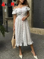 Élégante Robe Longue Décontractée Blanche en Coton 100% pour Femme, Style Vintage, Longueur Midi, Idéale pour l'Été 2026 3