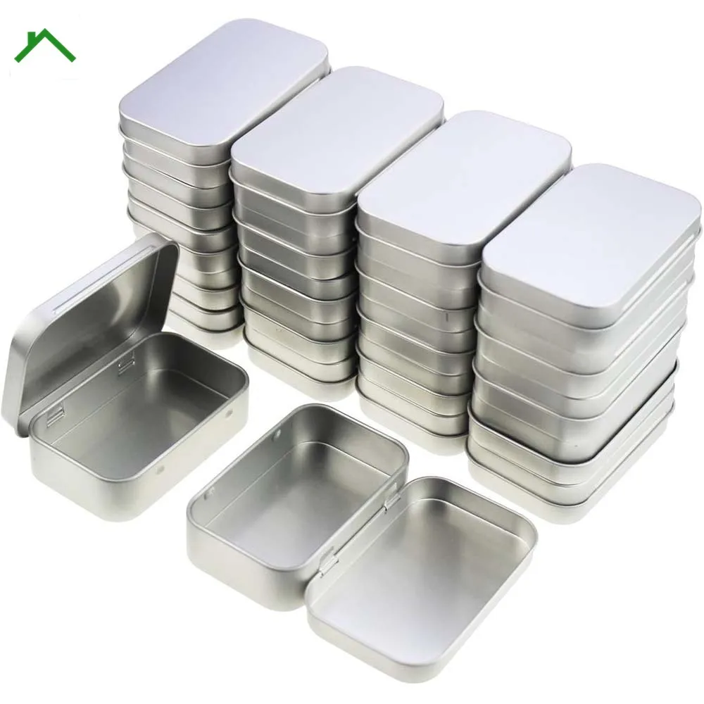 

22pcs 3.7x2.3x0.8 inch. Rectangular Metal Empty Hinged Tins Containers Basic Necessities Home Storage Organizer Mini Box Set