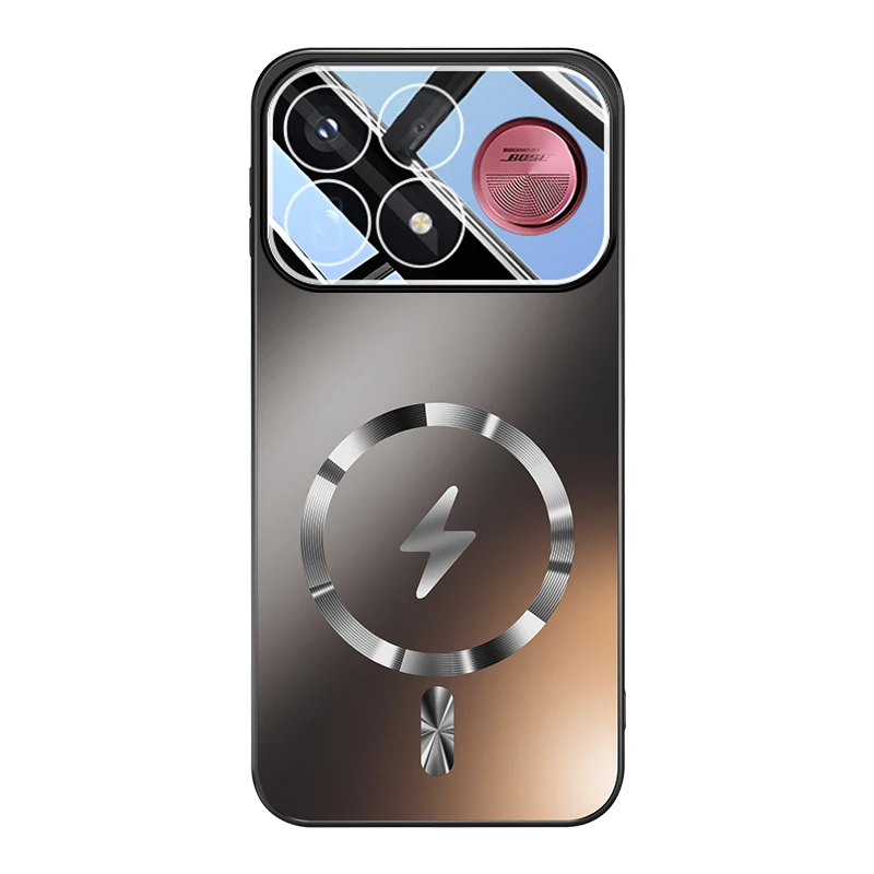 Enhanced Magnetic Phone Case with Metal-Feel Back Panel, Slip-Resistant and Drop-Proof Design