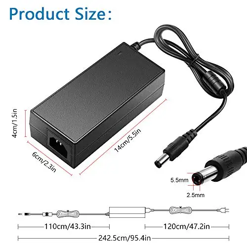 12V 10A 120W DC Power Supply Adapter 100V~240V AC to DC Converter 12 Volt 10 Amp Transformer 5.5x2.5mm Tip