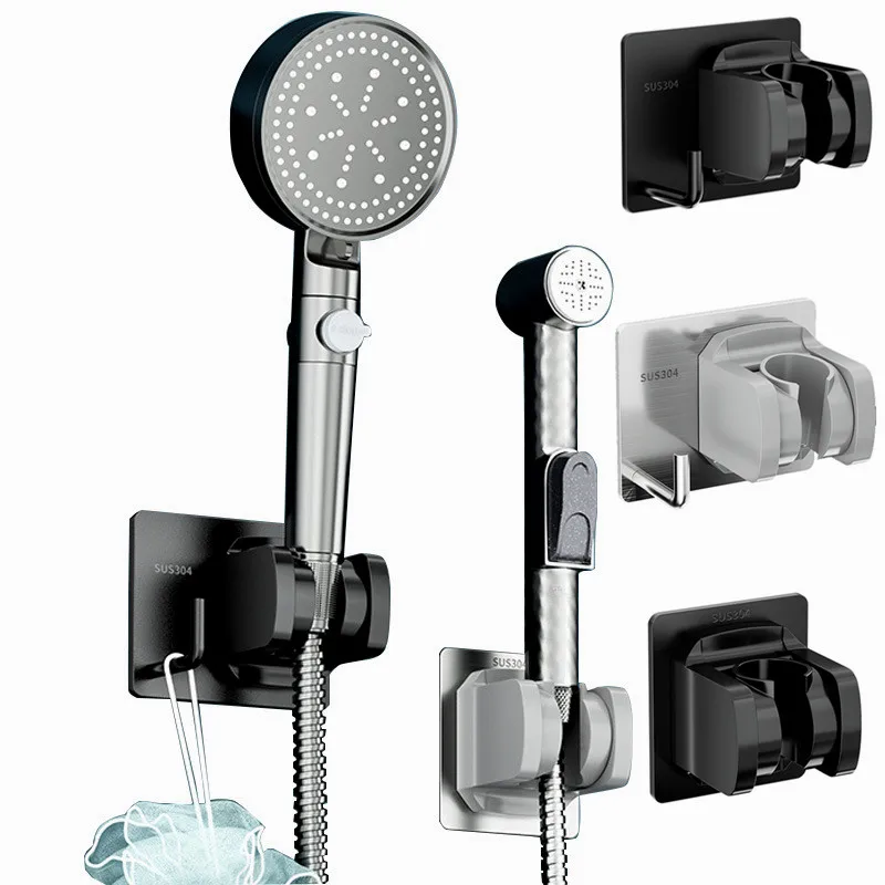 

1PCS Shower Head Holder Wall Mounted Adjustable Punch Free Bidet Shower Head Stand Bracket for Bathroom Kitchen Accessories