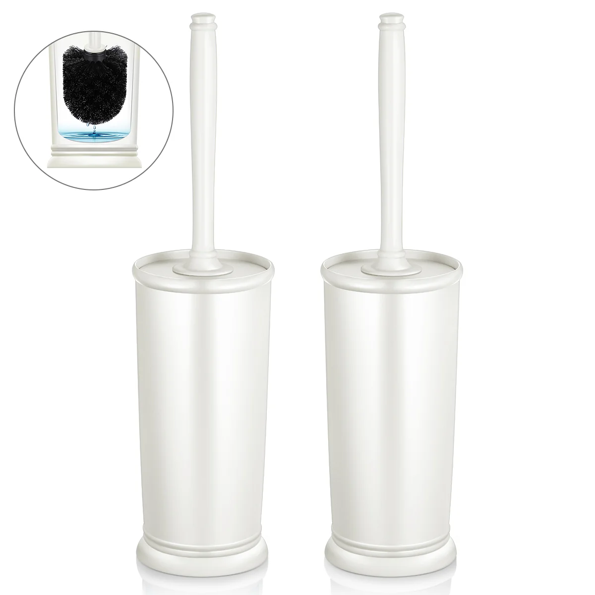 

Toilet Bowl Cleaner Bathroom Brush Black Style and Holder Stainless Steel White