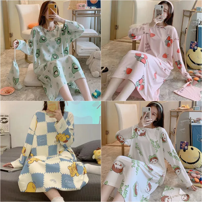 Maternity Nightgown Set Four Seasons Pregnant Woman Long-Sleeved Loose Homewear