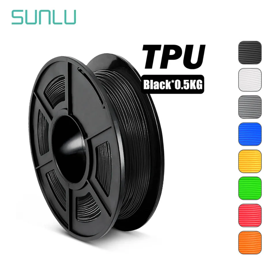 

SUNLU Flexible TPU Filament 1.75mm 3D Printer Filament 0.5KG/Roll High Toughness 3D Printing Material TPU Plastic