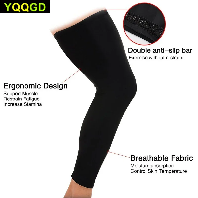 1Pc Sports Anti-slip Full Length Compression Leg Sleeves Calf Shin Splint Support Protector for Cycling Running Basketball Golf