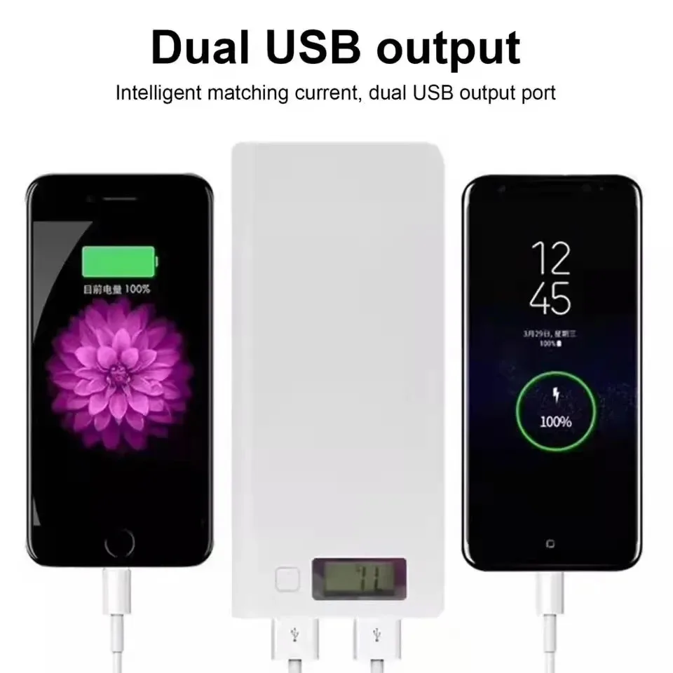 18650 DIY Battery Power Bank Dual USB Type-C 5V for Phone Charging for iPhone, Xiaomi, Huawei Storage Box Case Without Battery