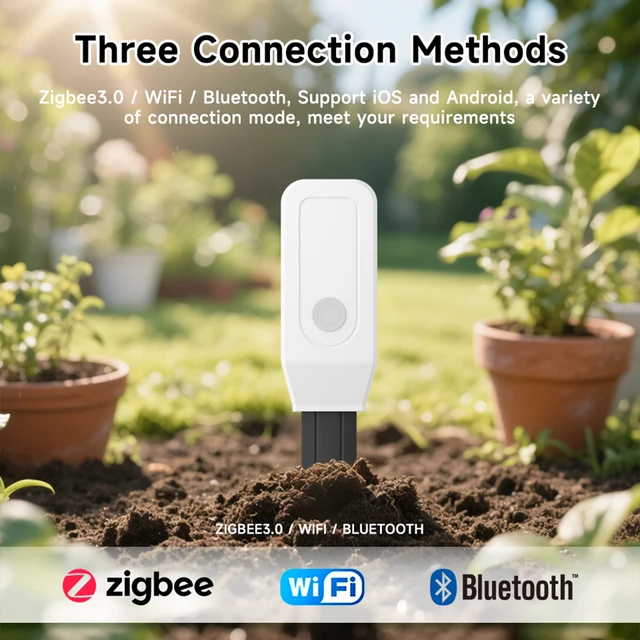 Tuya WiFi Soil Tester Sensor Tuya Soil Moisture Sensor ZigBee Soil Water Content Humidity and Temperatuer Sensor Remote Monitor 2