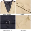 Champagne Silk Mens Vest Tie Set Fashion Paisley Jacquard Western Waistcoat Necktie Hanky Cufflinks Wedding Business Gift Hi-Tie 6