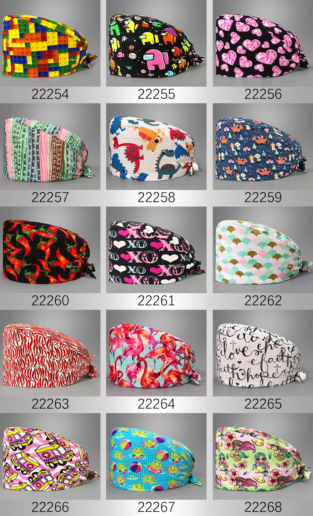 Adjustable Fashion Print Scrub Hat Dust-Proof Cap Cotton Nurse Cap Bandage Men Women Surgical Hat Cap Gorros Quirurgicos Mujer
