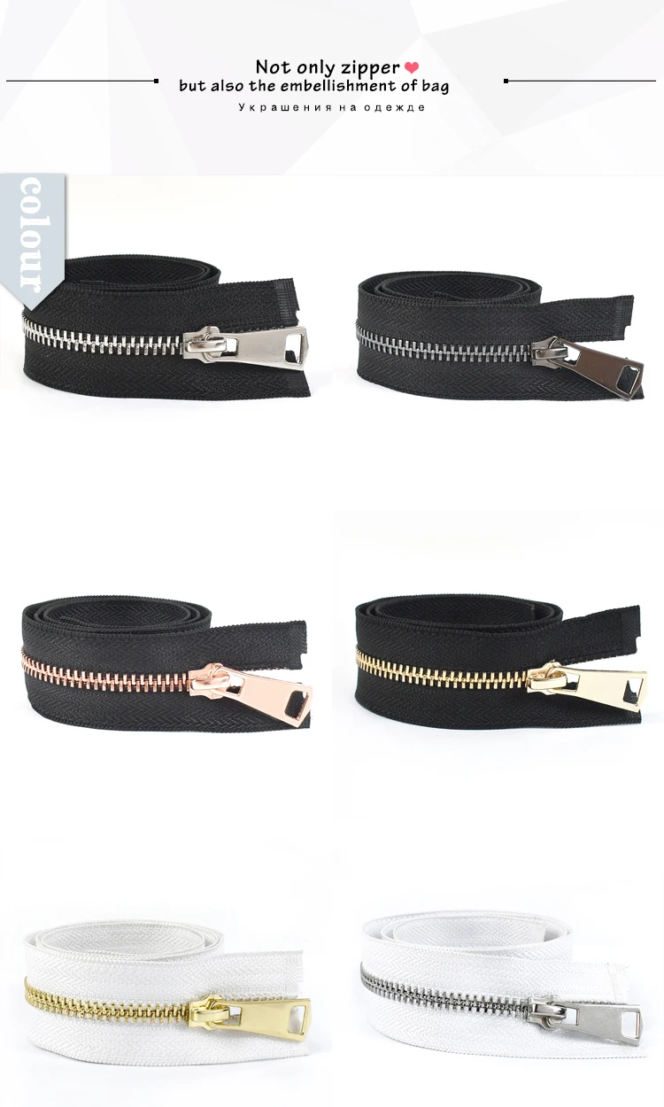 2pcs Meetee 5# Metal Zippers 15/60/70/80cm Auto Lock Zips for Down Coat Garments Zipper Shoes Pocket Garment Sewing Accessories