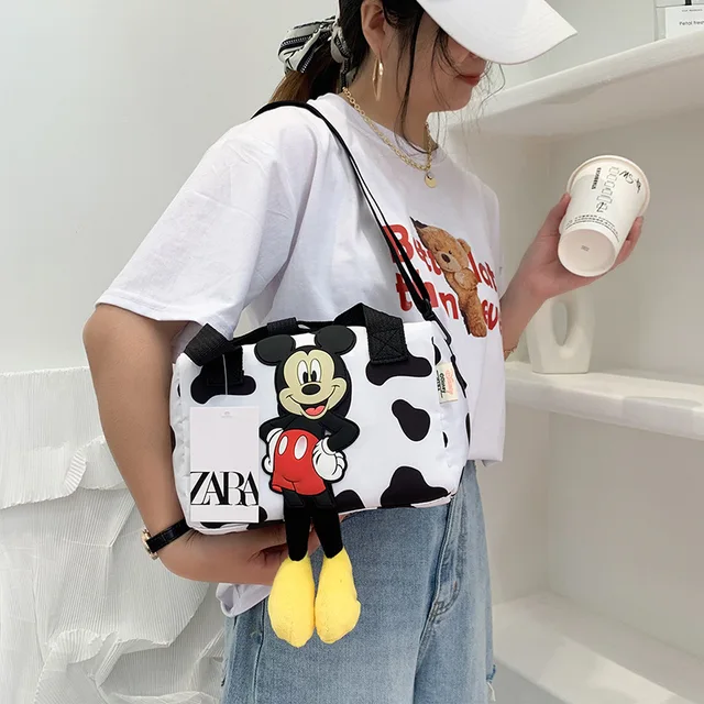 2022 New Disney Shoulder Bags Cartoons Mickey Mouse Nylon Bag Women Messenger Bag Cute Anime Fashion Handbag Gifts for A Girls white