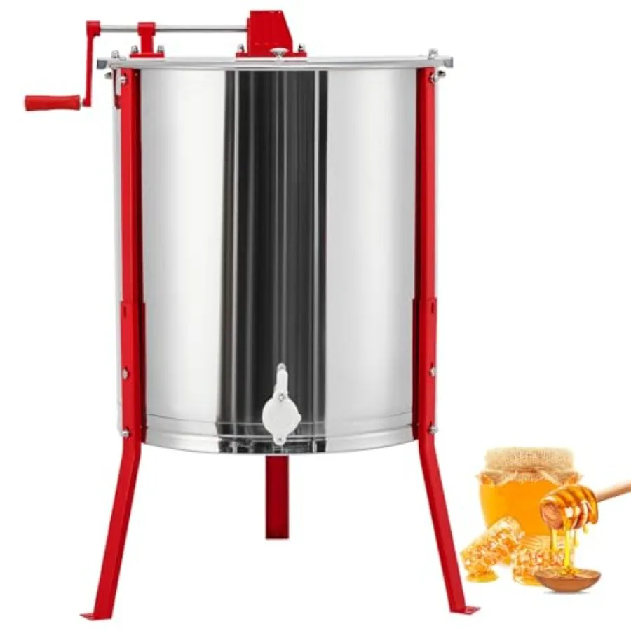 Beekeeping honey extraction: stainless steel 2/4-frame manual extractor with adjustable height legs transparent lid and durable
