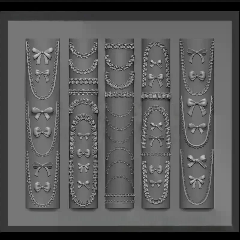 드래곤 본 3D 실리콘 네일 몰드 꽃 리본 별 체인 네일 템플릿 DIY 네일 아트 장식 매니큐어 디자인 도구