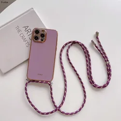 Crossbody Lanyard Plating Case with Soft TPU and Shockproof Lens Protection for Honor 300 (PURPLE)