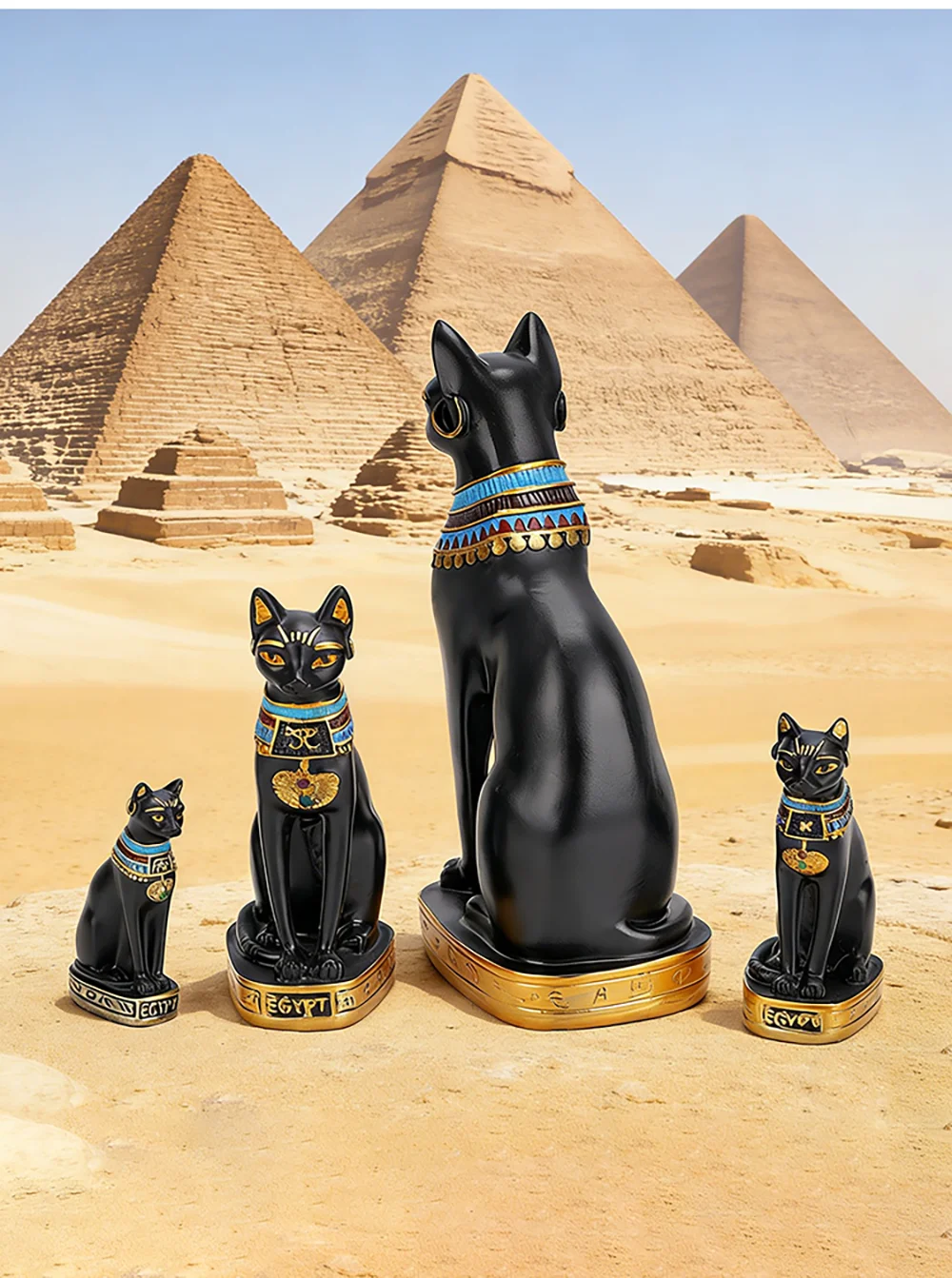 Antike Ägyptische Göttin Katze Harz-Ornament Bastet Handgefertigte Schreibtisch-Dekoration Museumssouvenir Geheimnisvolles Pharao-Geschenk – Detail 2