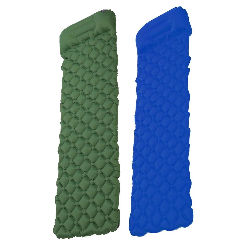 

Outdoor Air Mattress with Pillow Foot Inflatable Mattress Nylon Self Inflatable Mattress Built-In Air Pump for Traveling Hiking