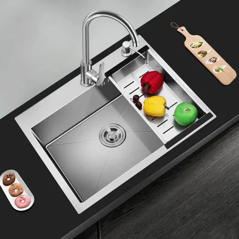 Commercial Kitchen Sink For Dining Room Brushed Metal Multi-functional Sink Modern Thickened Kitchen Sinks For Restaurant