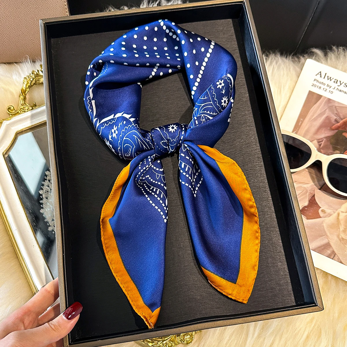 Fashion Print Silk Hairbands Scarf Women 2025 Spring New Elagant Floral Bandana Neck Kerchief Head Bands Foulard Female Scarfs