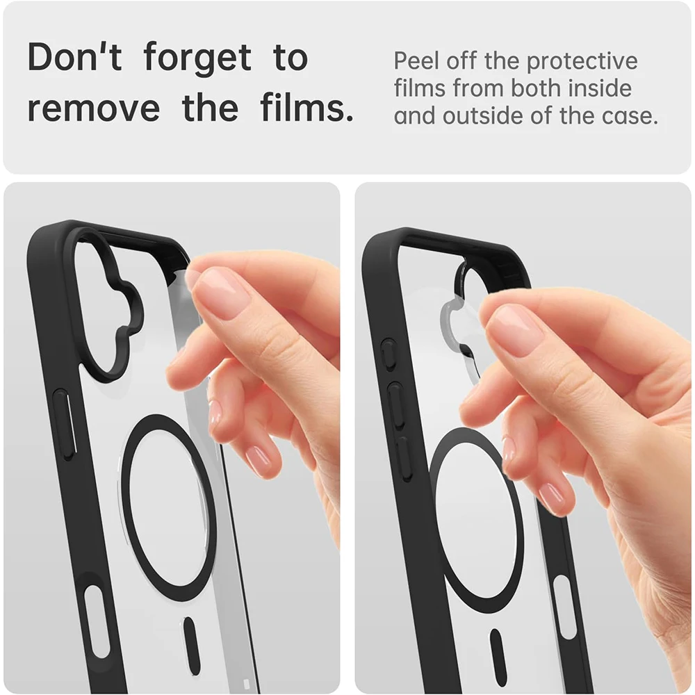 Sleek Black Magnetic Case with Non-Yellowing Magsafe Technology