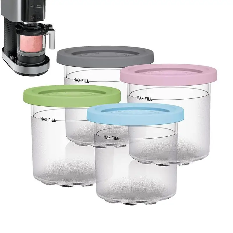 4 Pezzi Di Pinte Di Gelato Tazze Per Ninja- Creami Nc300S Series Ice Cream Maker Sostituzioni Barattolo Di Stoccaggio Con Coperchi Sigillanti