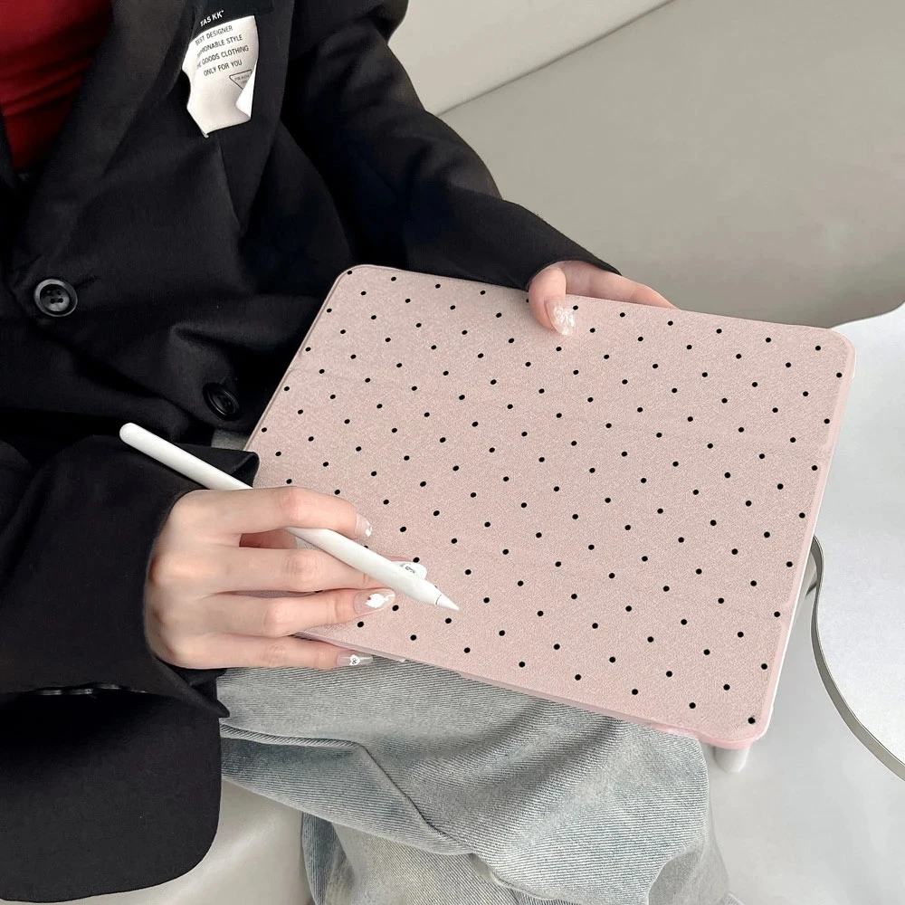 Chic Black Polka Dot Trifold Tablet Case