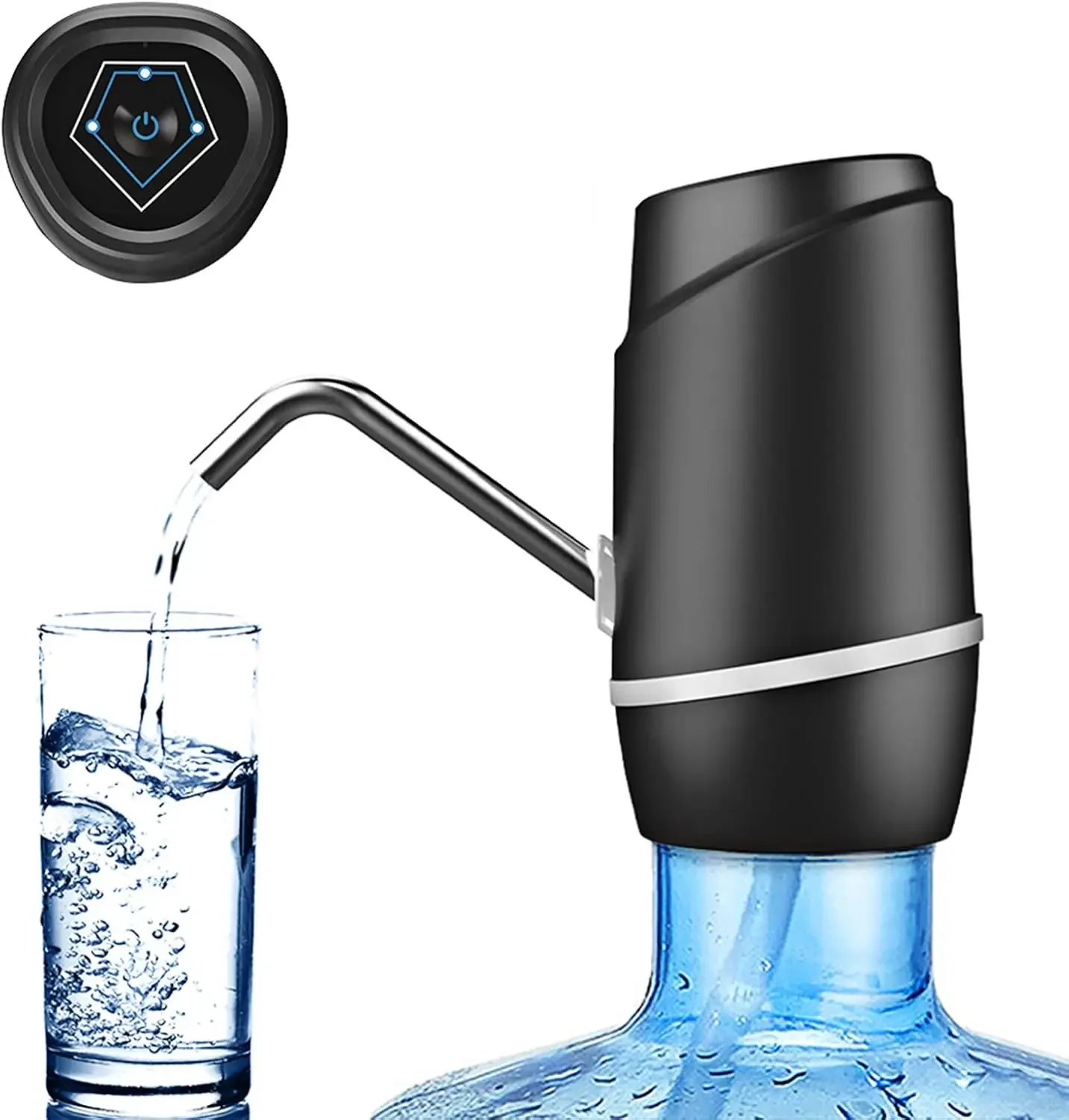 5 Gallon Electric Drinking Portable Water Dispenser Universal USB Charging Water Bottle Pump for 2-5 Gallon with 2 Silicone water dispenser water bottle pump beverage dispenser water dispenser pump