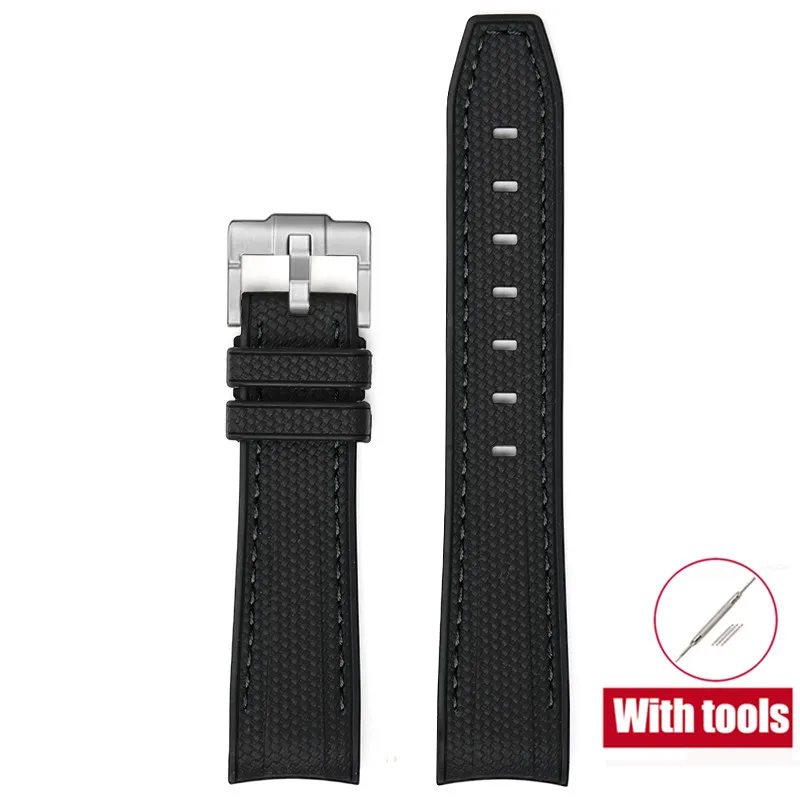 20mm Premium Diving Strap - Arc Curved End TPU Rubber Bracelet with Watch Band Tools