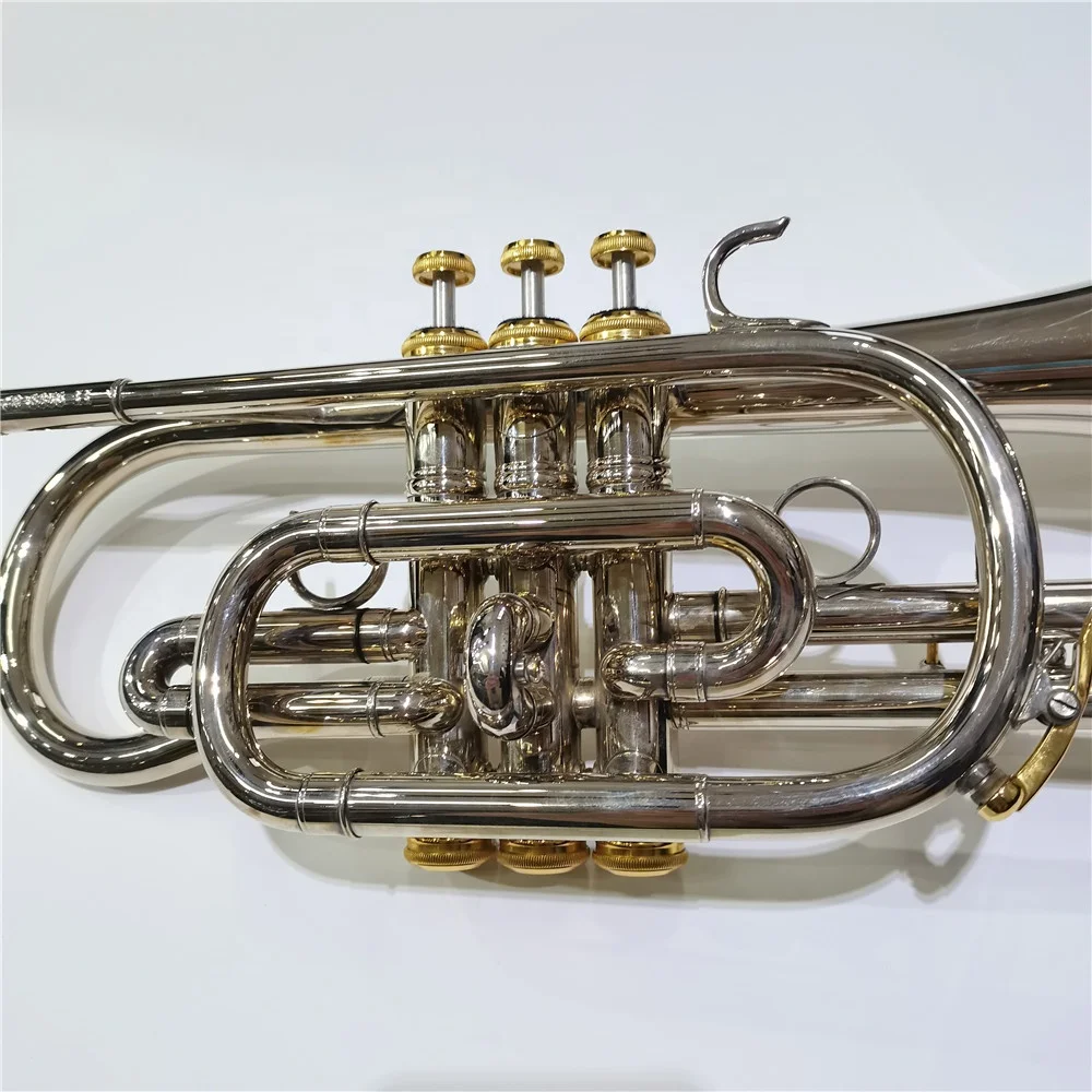 Bb key silver plated professional cornet brass instruments